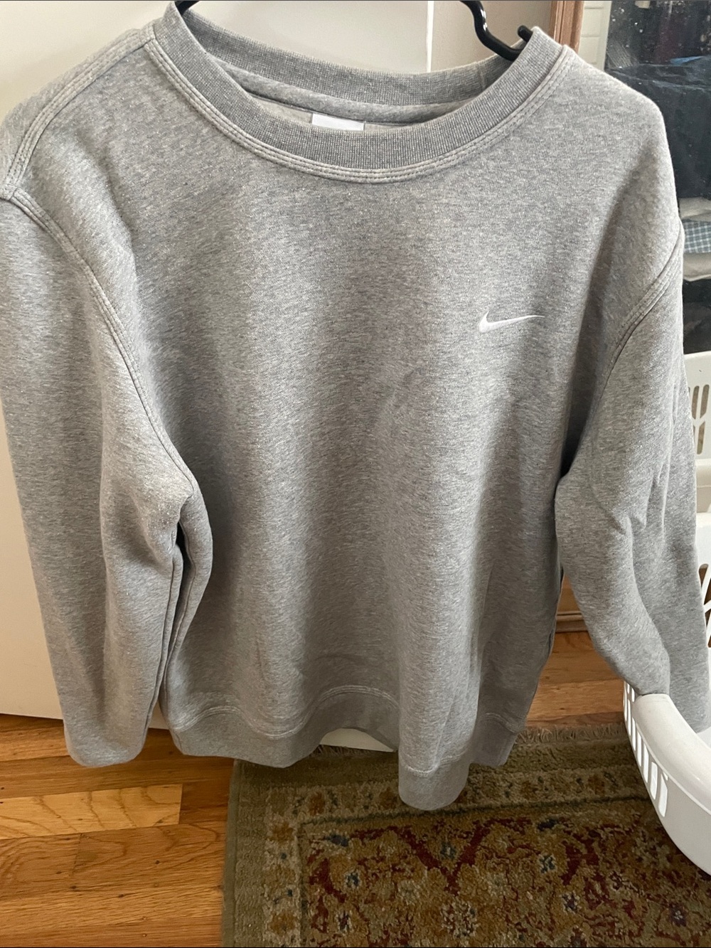 Nike Light Gray Crewneck Sweatshirt with Black Swoosh Tag